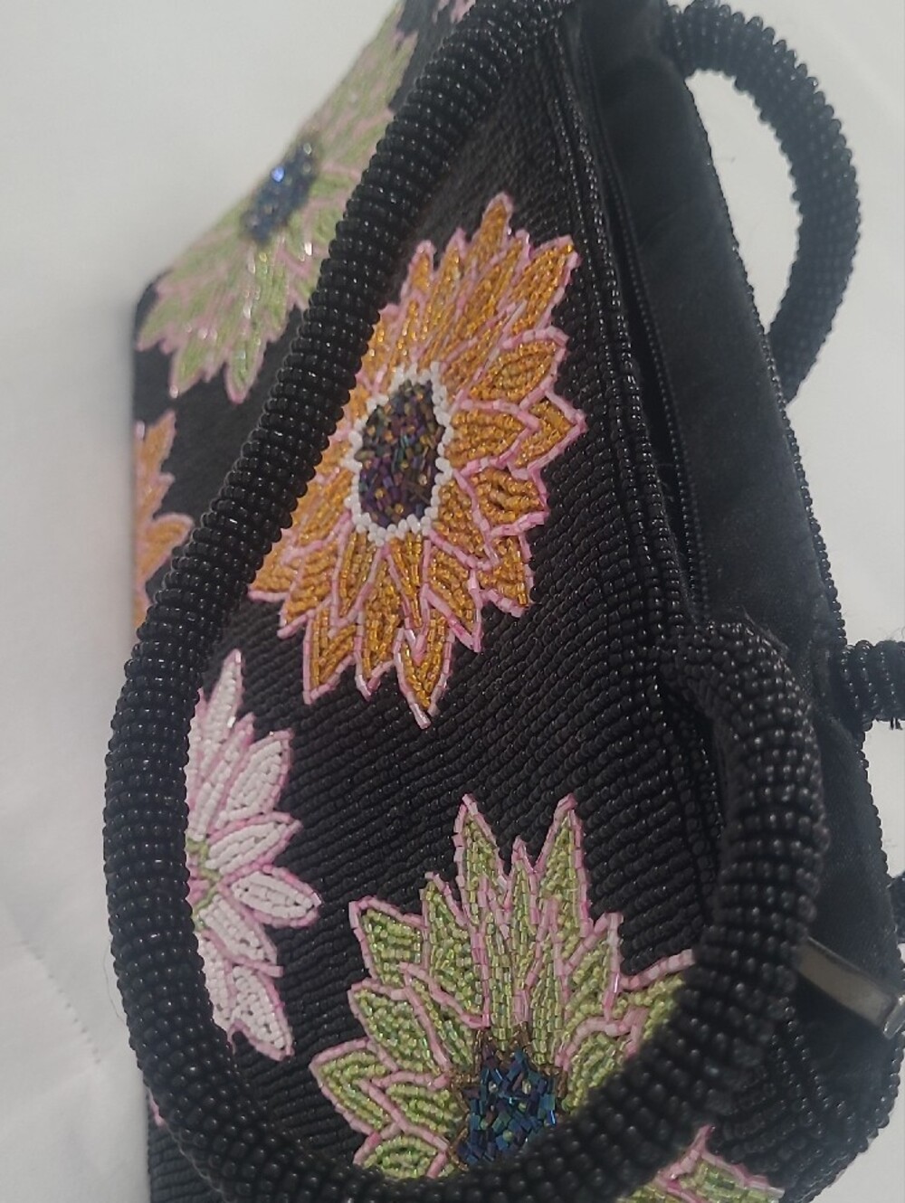 Beaded Floral Black Handbag - Picture 4 of 12